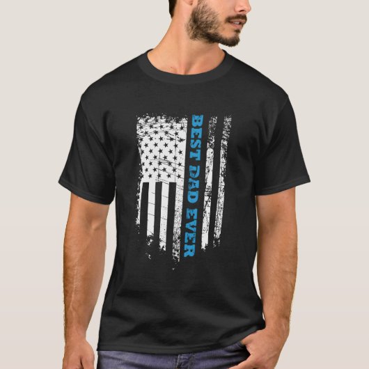 Vaderdag beste vader ooit met Amerikaanse vlag T-shirt (Voorkant)