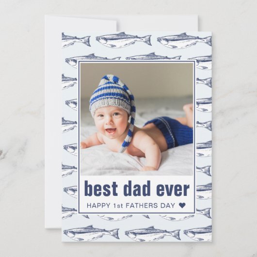 Vaderdag beste vader ooit vispatroonflat feestdagenkaart (Voorkant)