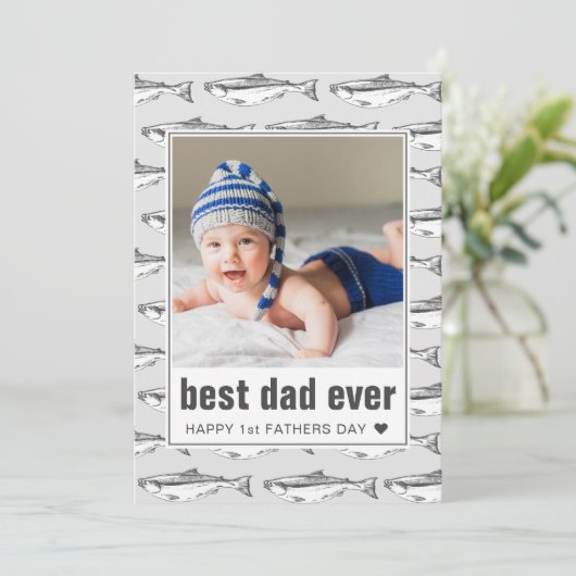 Vaderdag beste vader ooit vispatroonflat feestdagenkaart (Staand voorkant)