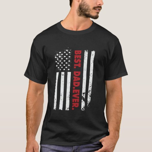 Vaderdag Beste Vader Ooit Vlag Amerika T-shirt (Voorkant)