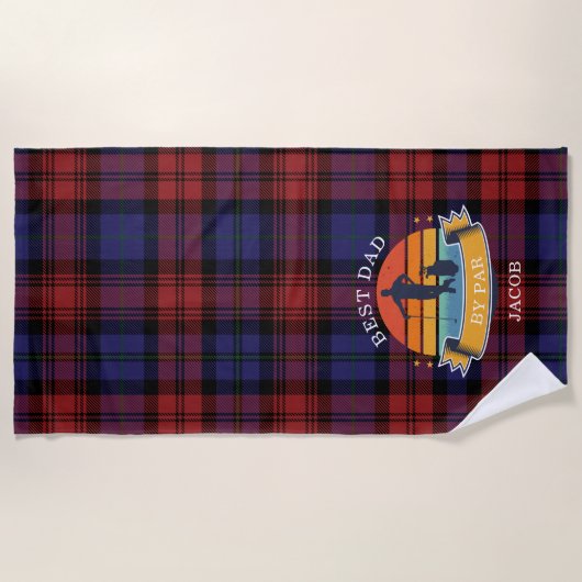 Vaderdag beste vader Par Plaid Tartan Strandlaken (Voorkant)
