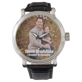 Vaderdag Beste Vrienden Papa en Kind Foto Horloge