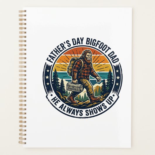 Vaderdag Bigfoot papa T-shirt Funny Forest Legende Planner (Voorkant)