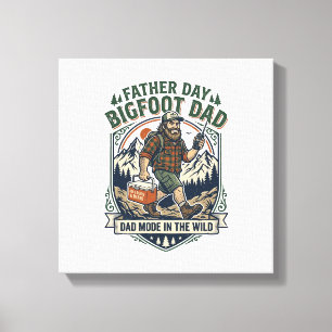 Vaderdag Bigfoot Papa T-shirt Mythologische Famili Canvas Afdruk
