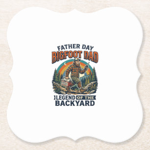 Vaderdag Bigfoot Papa T-shirt Snacks Heldhaftig Gr Kartonnen Onderzetters