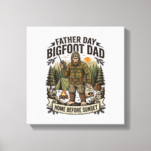 Vaderdag Bigfoot Papa T-shirt Woodland Papa Retro  Canvas Afdruk