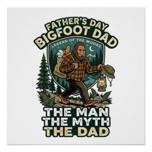 Vaderdag Bigfoot Vader T-shirt Sterke Stille Betro Perfect Poster