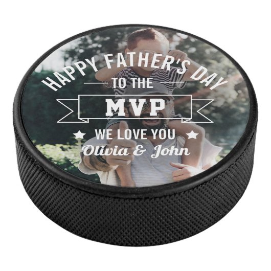 vaderdag Birthday Foto MVP Dad Hockey Puck (3/4)