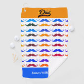 Vaderdag Birthday Funny Mustache Aangepaste naam Golfhanddoek (Insitu)