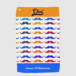 Vaderdag Birthday Funny Mustache Aangepaste naam Golfhanddoek
