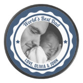 vaderdag Birthday Photo World's beste vader Hockey Puck (Voorkant)