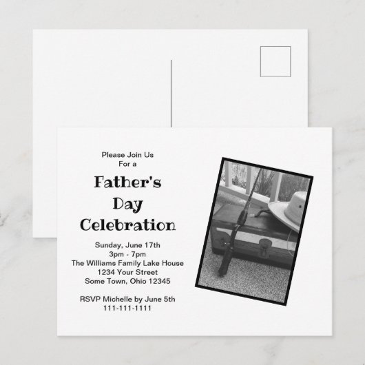 Vaderdag Black White Briefkaart (Voorkant / Achterkant)