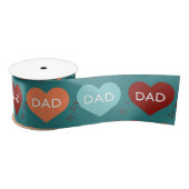 Vaderdag Blauwgroen en Oranje harten Papa Satijnen Lint (Spoel)