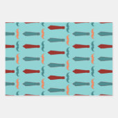 Vaderdag Blauwgroen en Oranje snor papa set van 3 Inpakpapier Vel (Voorkant)