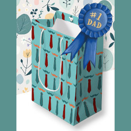 Vaderdag Blauwgroen en Oranje stropdas Pa Medium Cadeauzakje
