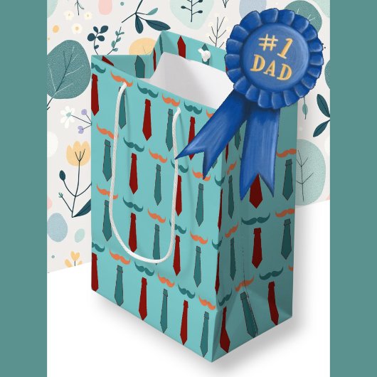Vaderdag Blauwgroen en Oranje stropdas Pa Medium Cadeauzakje
