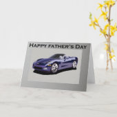 Vaderdag Blue Convertible Sportwagen Kaart (Gele Bloem)