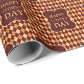 Vaderdag bord op oranje en bruin argyle cadeaupapier (Rol Hoek)