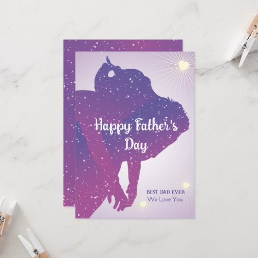 Vaderdag Briefkaart - Vader & Dochter Silhouette (Voorkant / Achterkant in situ)