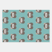 Vaderdag Bruin & Blauwgroen liefde Pap set van 3 Inpakpapier Vel (Voorkant)