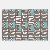 Vaderdag Bruin & Blauwgroen papa gezicht set van 3 Inpakpapier Vel (Voorkant)