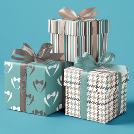 Vaderdag Bruin & Blauwgroen Tuxeco set van 3 Inpakpapier Vel