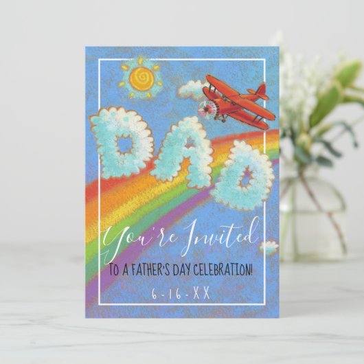 Vaderdag Brunch Plane Rainbow Kaart (Staand voorkant)