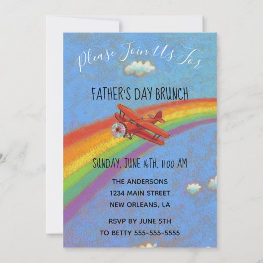 Vaderdag Brunch Plane Rainbow Kaart (Achterkant)