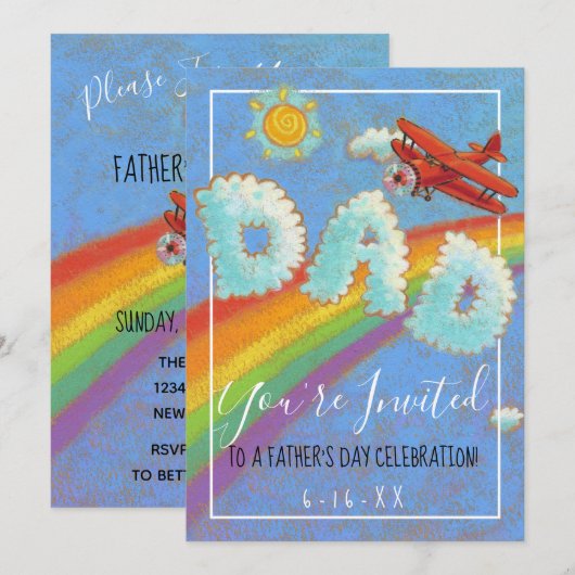 Vaderdag Brunch Plane Rainbow Kaart (Voorkant / Achterkant)