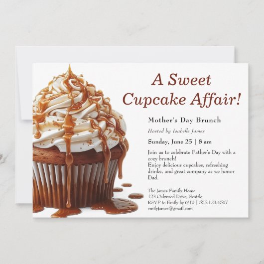 Vaderdag Brunch Uitnodiging – Sweet Cupcake (Voorkant)