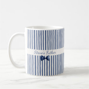 Vaderdag cadeau Blauw grijs en witte streep Koffiemok