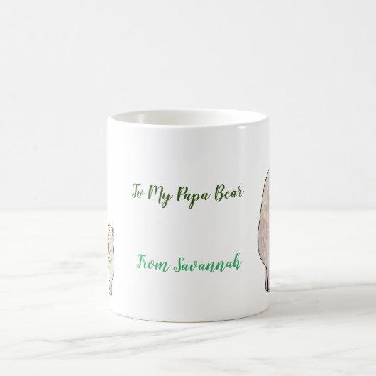 Vaderdag cadeau Cute Beer en Cub aangepaste naam Koffiemok (Center)