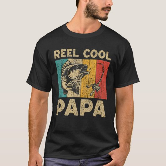 Vaderdag Cadeau Funny Gevist Reel Cool Papa T-shirt (Voorkant)