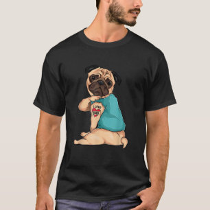 Vaderdag cadeau grappig hondje Pug ik hou van papa T-shirt