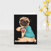 Vaderdag Cadeau Grappige Hond Pug Ik Hou Van Papa  Kaart (Gele Bloem)