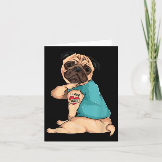 Vaderdag cadeau Grappige Hond Pug Ik Hou Van Vader Kaart (Voorkant)