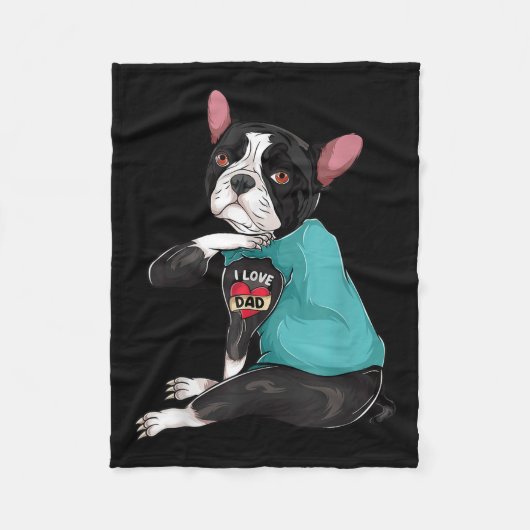 Vaderdag cadeau hond vader boston terriër ik hou v fleece deken (Voorkant)