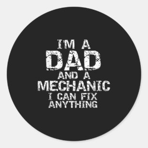 Vaderdag cadeau Ik ben een vader en een monteur Ik Ronde Sticker