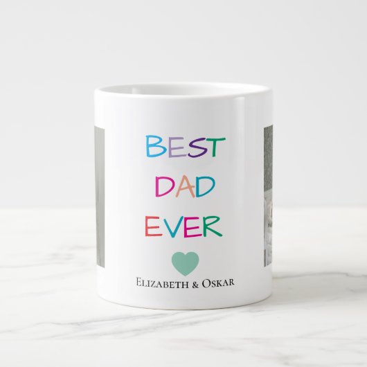 Vaderdag cadeau met Kinder namen - beste vader ooi Grote Koffiekop (Voorkant)