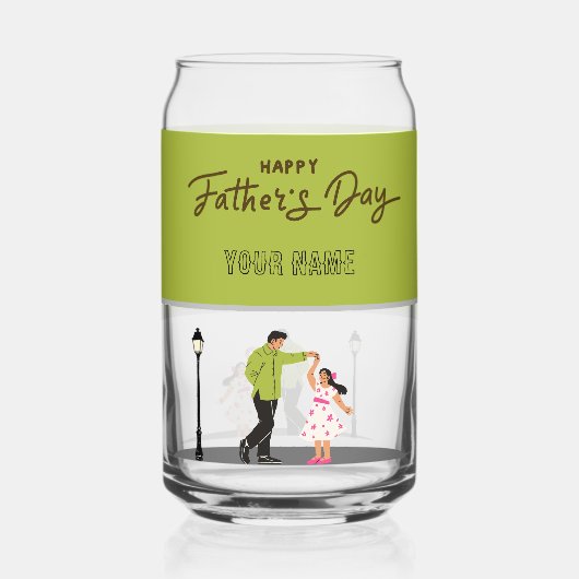 Vaderdag cadeau voor papa | Aangepaste foto & naam Blikvorm Glas (Voorkant)