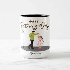 Vaderdag cadeau voor papa | Aangepaste foto & naam Tweekleurige Koffiemok