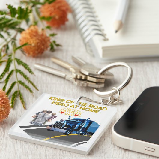 Vaderdag cadeau voor truckers Acryl Sleutelhanger (Voorkant Rechts)