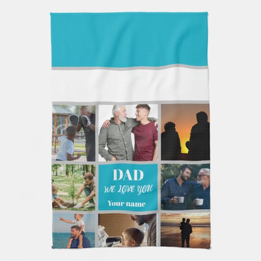 Vaderdag cadeau voor vader | Aangepaste foto & naa Theedoek (Verticaal)