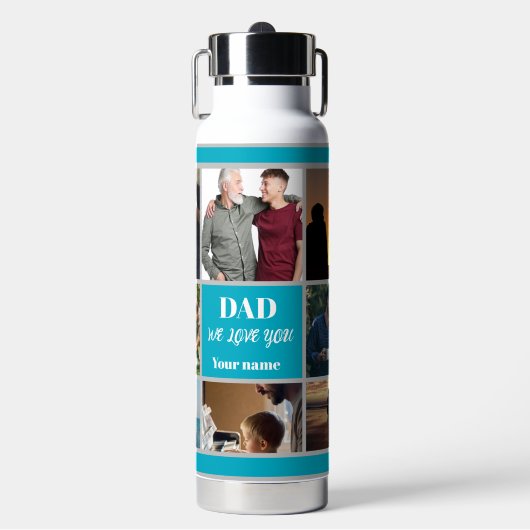 Vaderdag cadeau voor vader | Aangepaste foto & naa Waterfles (Voorkant)