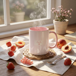 Vaderdag cadeau voor vader roze strepen mok