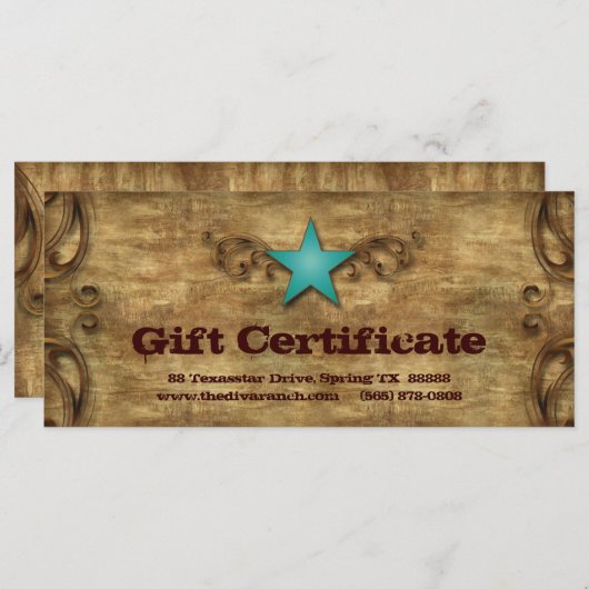 Vaderdag Cadeaubonnen Kaart Texas Star (Voorkant / Achterkant)