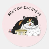 Vaderdag Calico Cat Ronde Sticker (Voorkant)
