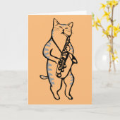 VADERDAG CARD JAZZ CAT SAXOPHONE CARD KAART (Gele Bloem)