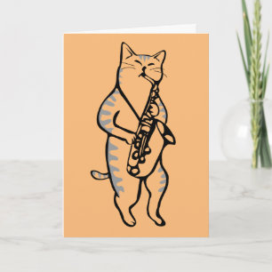 VADERDAG CARD JAZZ CAT SAXOPHONE CARD KAART