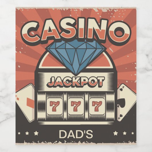 Vaderdag Casino Jack Pot Wijn Etiket (Enkel label)